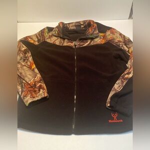 Huntworth Oak Tree Camo Print Fleece Zip Up Jacket medium Mid Weight